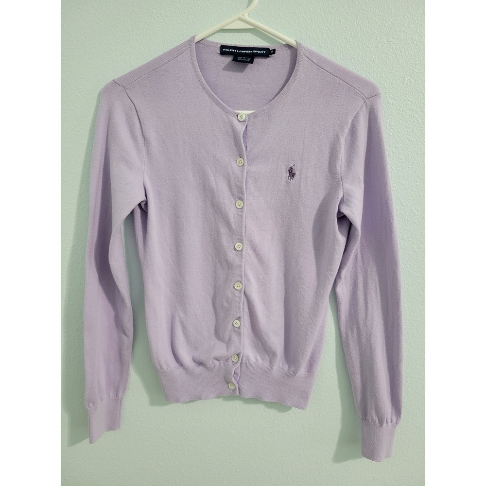 Lilac Purple Ralph Lauren Sport Womens Button Up Cardigan Sweater M